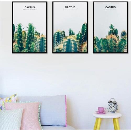 Nordic Cactus Canvas Painting Minimalism Green Plant Wall Art Posters And Prints Wall Pictures For Living Room Decor Home Decor