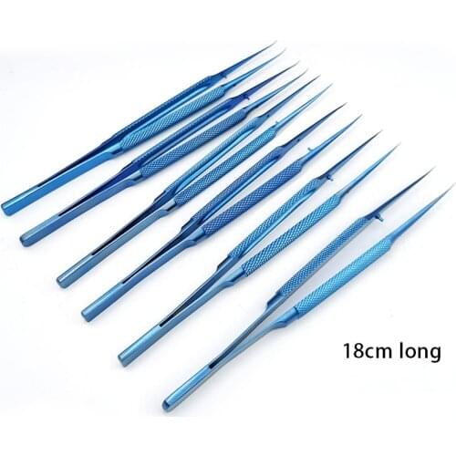 18cm Titanium Tweezers Platform forceps Round Handle Ophthalmic Instruments