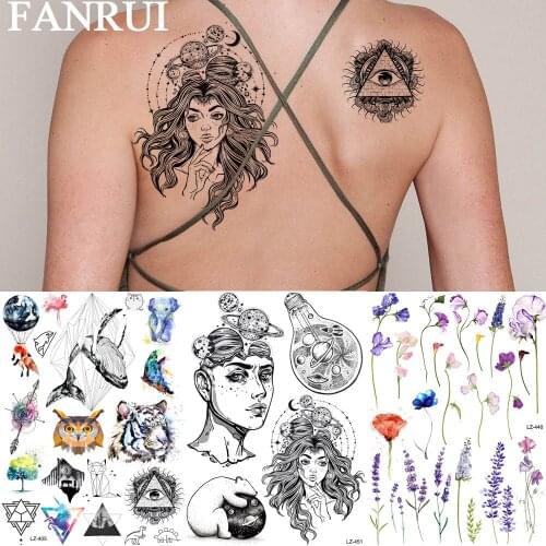 FANRUI Bulb Planets Polar Bear Temporary Tattoo Sticker Universe Fake Tatoo Waterproof Body Art Arm Wrist Fashion Custom Tato