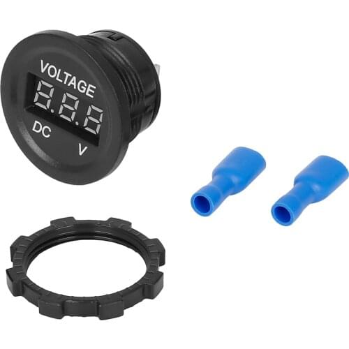 X Autohaux Motorcycle Car DC 12V 24V Voltmeter Multicolor LED Light Digital Round Panel