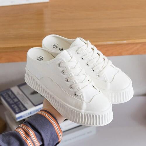 2021 New High-rise Thick Bottom Muffin White Shoes Women Sneakers Internal Increasing 7.0cm Heel Black Gumshoes Summer Slipper