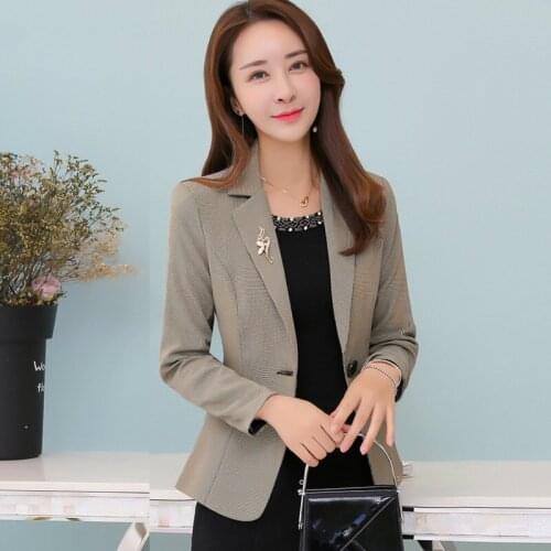 2021 Autumn Korean Version Women Suit New Style Winter One Button Long Sleeve Xxxl Designs Work Wear Female Fashion Slim Tops