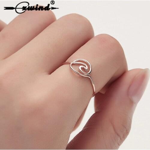 Cxwind Gold Rings for Women Simple Wire Surfer Knuckle Surf Rings Minimalist Ocean Ring bague femme