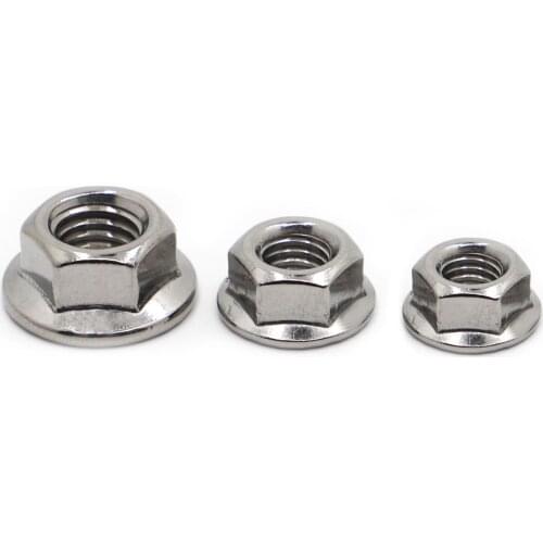 DIN6923 Serrated Spinlock Hexagon Flange Nuts M3 M4 M5 M6 M8 M10 M12 A2-70 304 Stainless Steel Pinking Automatic locking Nut