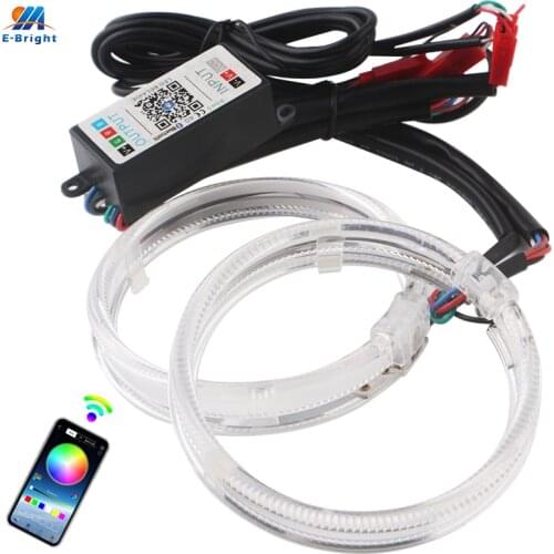 1Set Car Angel Eyes LED APP Bluetooth Wireless 80MM 95MM Auto Halo Rings 12V RGB Motorcycle Scooter Headlight Driving Lamps