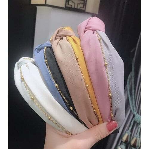 1PCS Ladies Headband, Chain Two-Color Knotted Headband, Fashion Sports Wear Hairpin, Wash Your Face And Press Hairband