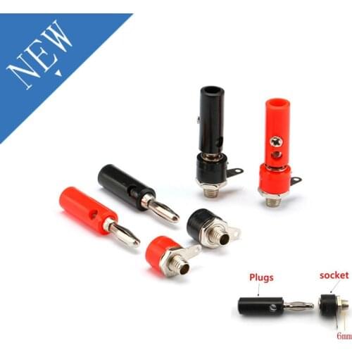 10Sets 4MM Audio Speaker Banana Plug Screw + Socket Connector Kits Jack Panel Terminal Red+Black Audio Speaker Connectors DIY