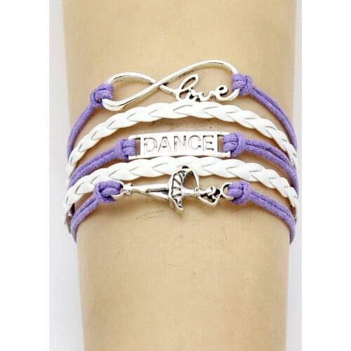 10PC Infinity Love I Love Dance Double Heart Best Friends Charm Wrap Bracelet Dancer Leather Bracelets Women & Men Jewelry