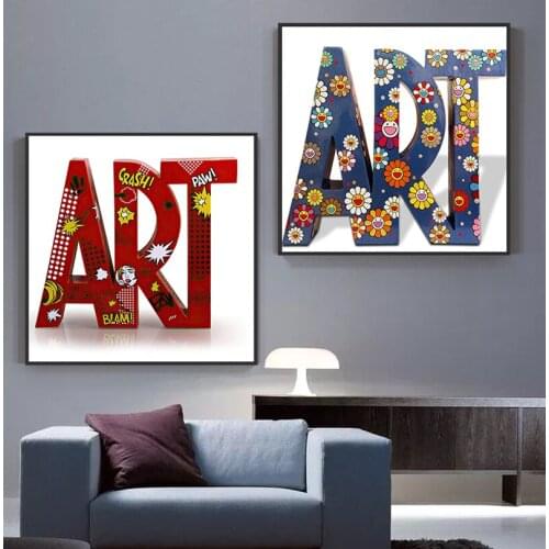 Abstract Graffiti Art Crash Flower Canvas Painting Modern Sun Flower Posters and Prints Wall Art Pictures for Living Room Decor