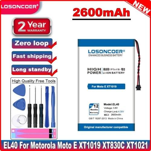 LOSONCOER 2600mAh Battery for Motorola Moto E XT1019 XT830C Xt1021 EL40 Lithium-ion Battery