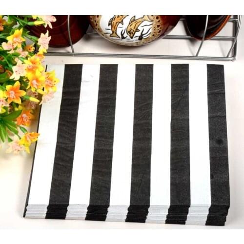 Free ship of 400pcs Black and white stripe Napkins 18 Colors to choose perfect for the Snack Table Party Decoration