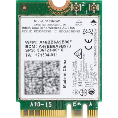 Chenyang Dual Band 2.4G 5Ghz 433Mbps 3165AC NGFF 802.11AC WiFi 3165NGW M.2 WLAN Card +BT 4.0 Network Adapter