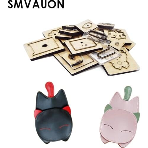SMVAUON Wooden Cutting Dies Diy Keychain Leather Cat Pendant Cute Cat Keychain Suitable For Die Cutting Machine Leather Tools