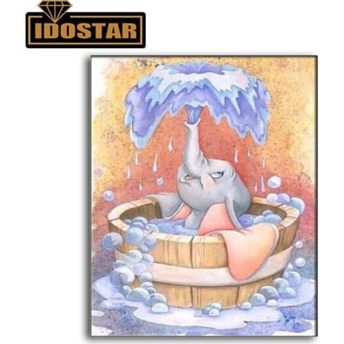 Diy Round drill diamond painting cross stitch mosaics Full 100% cover embroidery "Bathing Dumbo" diamond embroidery