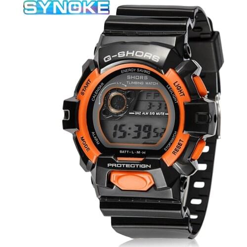 SYNOKE Electronic Wristwatch For Men Fashion Luminous Digital Running Watch Plastic Band PU 3Bar Waterproof Sport Watches