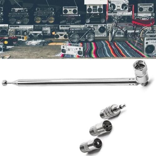 FM Radio Aeria Telescopic FM Aerial Replacement F Type Female Plug Connector w/ 3 Adapter Indoor Receiver Audio Radio