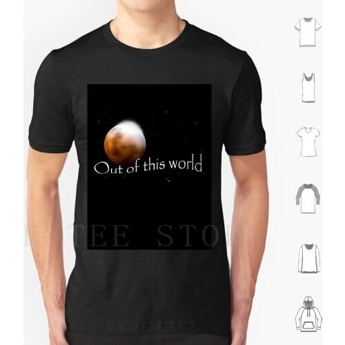 Out Of This World T Shirt Print Cotton Black Moon Stars Universe World
