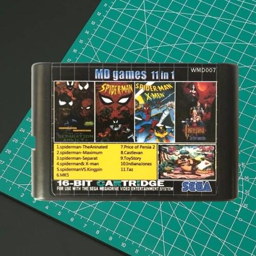 11 in 1 For Sega Mega drive/SpiMan/Mortal Kombat 5/Castlevian/ 16 bit MD Game Card For Sega Mega Drive For Genesis
