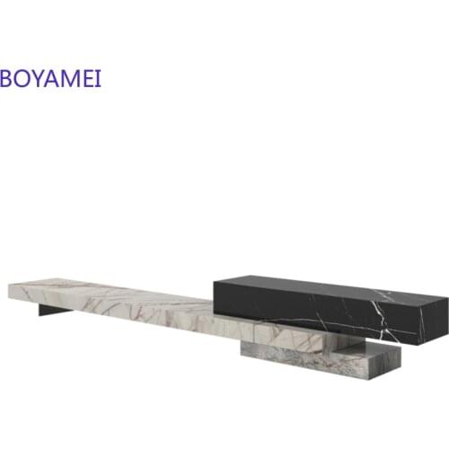 Italian light luxury minimalist natural marble TV cabinet combination simple modern living room villa designer furniture