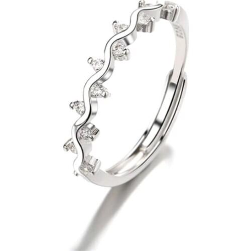 2019 Luxury Brand Finger Ring Geometric Wave Womens Rng Cubic Zirconia Stones Wholesale Womens jewelry R285