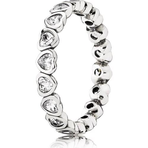 925 Sterling Silver Love Forever More Stackable Heart Ring Clear CZ Jewelry For Women Wedding Jewelry