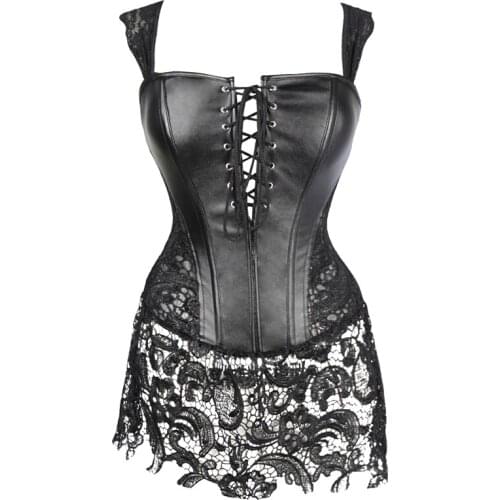 Waist trainer Steampunk corset black leather shapewear sexy gothic corset dress body shaper women Corrective underwear bodysuit