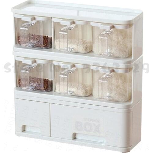 Simplicity Kitchen Plastic Spice Rack Salt Seasoning Box Herb Spices Storage Container Condiment Jar Cooking Tool With Handle