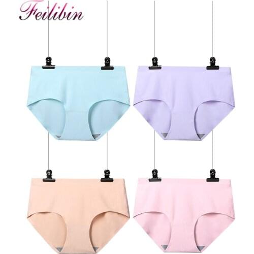 Summer 4Pcs/set Seamless Panties Women Ntlon Traceless Sexy Low Waist Lingerie Ice Silk Female Comfort Cotton Crotch Underwear