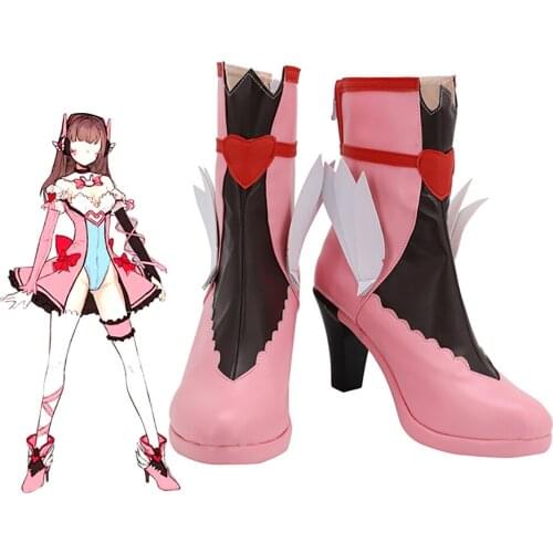 Magic Girl Hana Song Boots Cosplay OW DVA Pink Shoes High Heel Cosplay Boots Halloween Carnival Customized Shoes