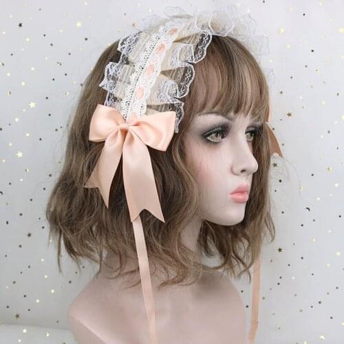 Sweet Hair Hoop Anime Maid Cosplay Headband Lolita Lace Flower Headwear Hair Accessory Hand made For Girls Gift 2021