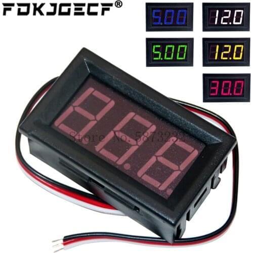 Mini Voltmeter Tester Digital Voltage Test Battery DC 0-30V 3 Wires Red Green Blue Orange White for Auto Car LED Display Gauge