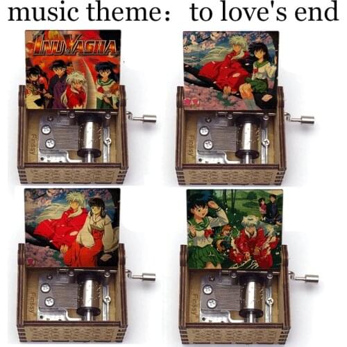 To loves end MUSIC THEME INUYASHA kagome Kikyo Print wooden music box anime fans birthday party gift for kids students toy