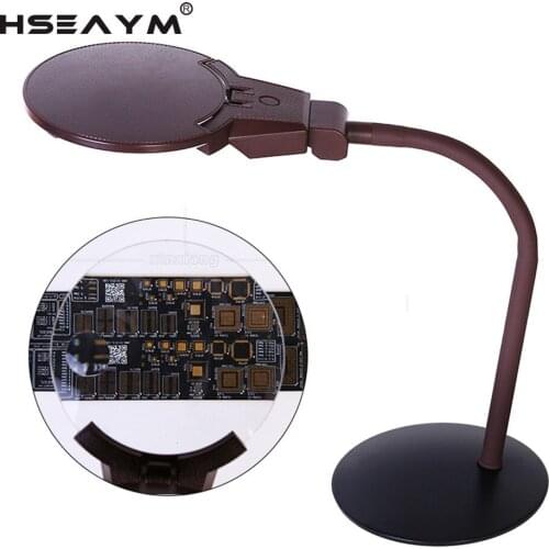 2 LED Lighting Desk Desktop Magnifier Magnifying Glass Loupe Electric Iron Welding Repair Phone Computer Motherboard