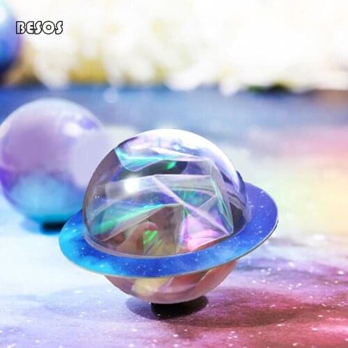 Wholesal Creative Laser Gradient Star Acrylic Gift Box Wedding Party Halloween Christmas Candy Jewelry Transparent Round Box