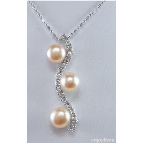 Hot selling ******* Genuine Pink Pearl White natural Crystal Pendant free Necklace