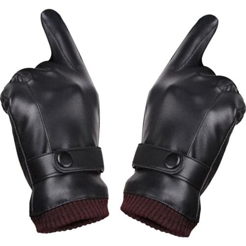 Touchscreen Cycling Gloves Men Windproof Faux Leather Warm Bicycle Bike Ski Gloves Waterproof Sports Full Finger Hiking Gloves