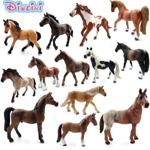 New Zoo Simulation Farm animal Plastic model building Hanoverian Wild Horse figurine PVC toy garden Action figures Gift For Kids
