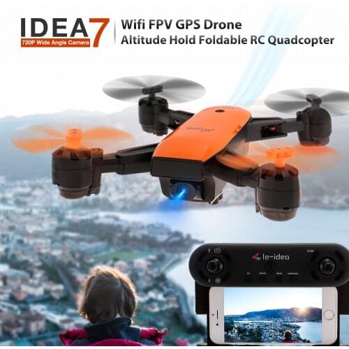 Professional IDEA7 FPV GPS Drone With 720P Wifi Wide Angle Camera Altitude Hold Foldable RC Quadcopter Kids Gift