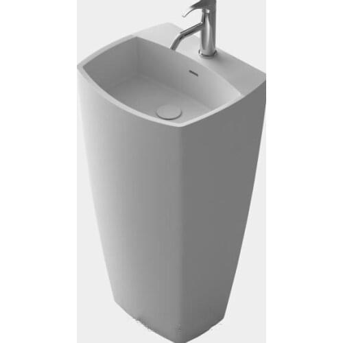 Bathroom Rectanguar Freestanding Pedestal Vessel Wash sink Solid surface stone wash basin RS38391