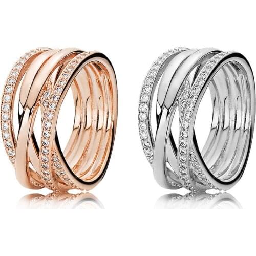 Silver Color Ring Charms Diy Round Crystal Rose Gold Finger Ring For Women Party Birthday Jewelry