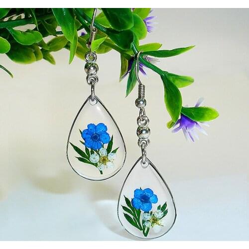 Huitan Art Flower Picture Handmade Retro Hanging Earring Elegant Women Vintage Party Accessories Gift Unique Female Drop Earring
