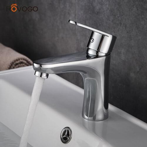 ROVOGO Bathroom Basin Faucet Brass Chrome, Single Handle Single Hole Sink Faucet Cold and Hot Mixer Tap Crane Deck Mounted