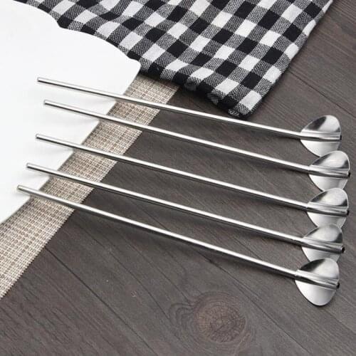 Stainless steel straw spoon sand ice stirring bar spoon milk tea coffee heart-shaped spoon F20173773