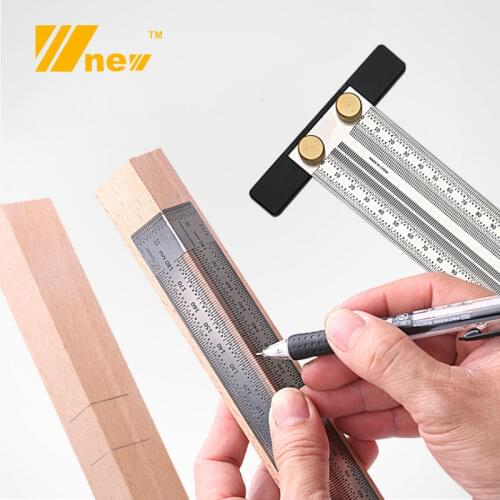Steel Marking Gauge T-type Ruler Hole Scribing Ruler Woodworking Scribe Crossed-out Tool Line Drawing DIY Measuring Tool