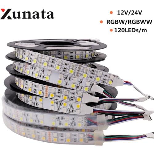12V 24V RGBW RGBWW LED Strip IP67 Waterproof 120LEDs/m 5050 RGB White Warm White LED Light Lamp For Home Decoration 5m/roll