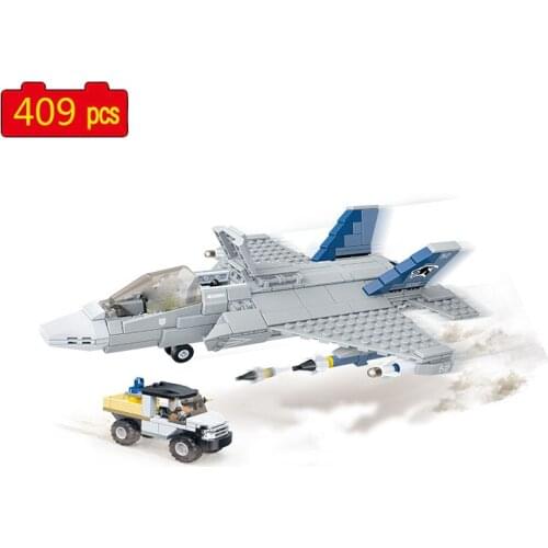 Military series World War II WW2 F35B Lightning Fighter soldier weapon DIY model Building Blocks Bricks Toys Gifts