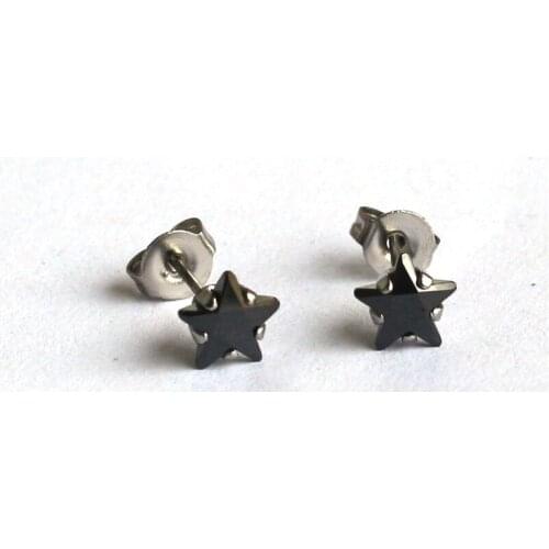 316 L Stainless Steel Titanium Stud Earrings With AAA Black 6MM Zircon Fashion Jewelry IP Planting No Fade Allergy Free