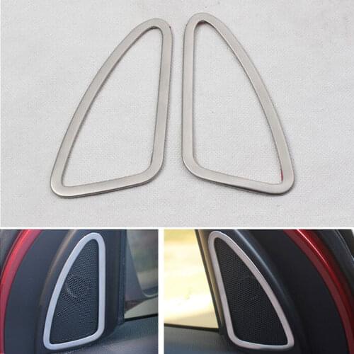 2pcs Stainless Steel Car Door Stereo Loud Speaker Decoration Cover Frame Trim Ring For Hyundai ix35 2010-2014 Car Styling