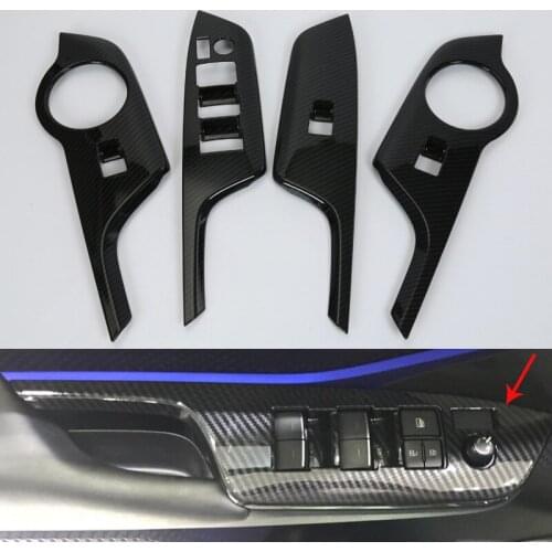4PCS Carbon Fiber Window Switch Panel for Toyota C-HR CHR 2016 2017 2018 LHD RHD Door Mirror Adjustment Lock Cover Accessories