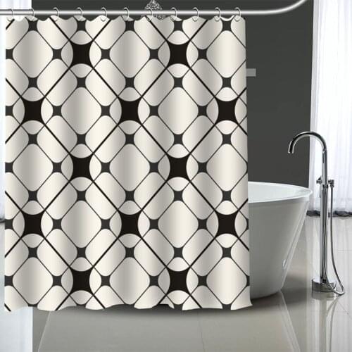 Seamless Custom Pattern Polyester Bath curtain Waterproof Shower Curtains Geometric Bath Screen Printed Curtain for Bathroom